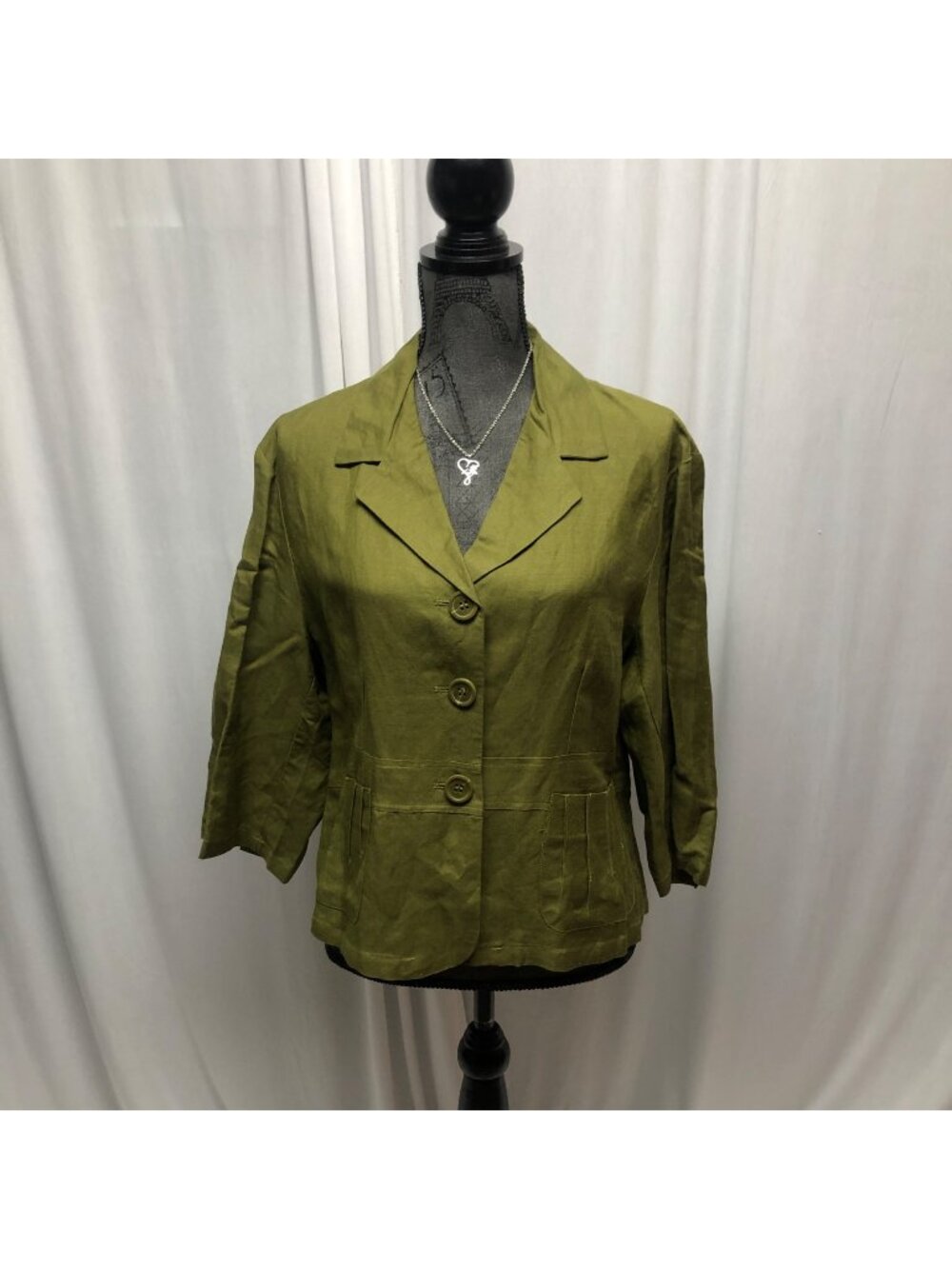 Sherry Taylor Green Blazer Womens Size XL Button Front Lightweight Jacket Career